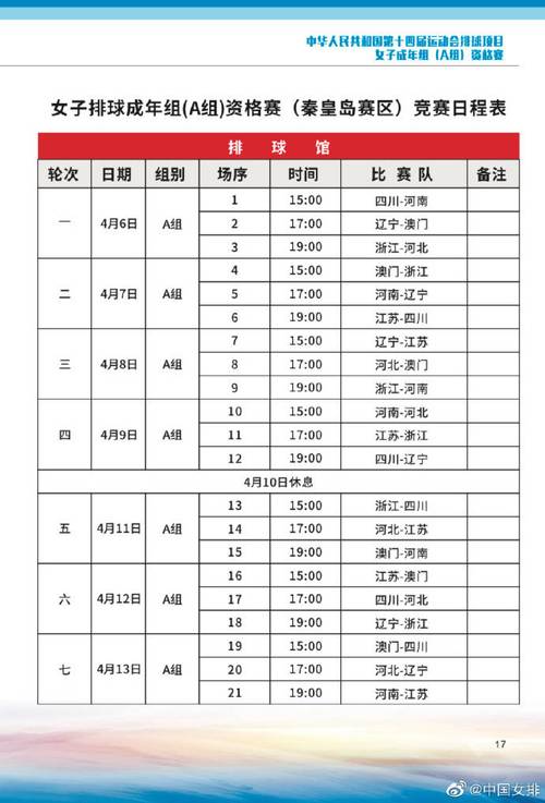 2021年全年排球赛程表,2021年排球比赛时间