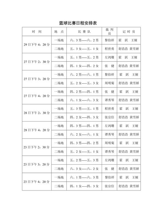 五馆一中心篮球比赛时间表,五馆五中心