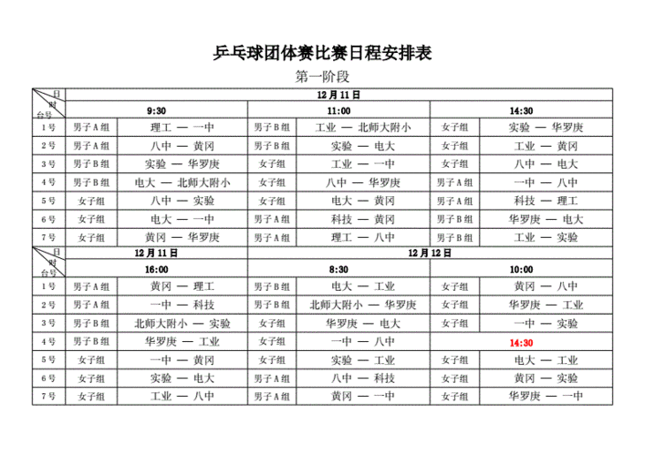 2021乒乓球6月赛程表,2021年乒乓球赛程