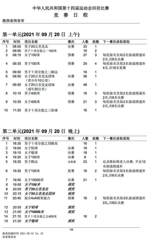 全运会赛程表2021田径,全运会赛程表2021田径冠军